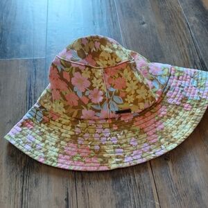Billabong Floral Wide Brim Hat - Pink and Brown